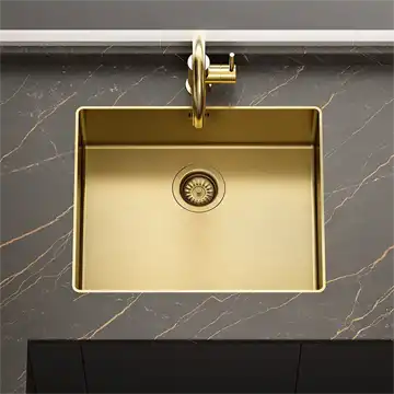 Lavabo Kubus 500 Soft Slim køkkenvask til planlimning i massiv messing